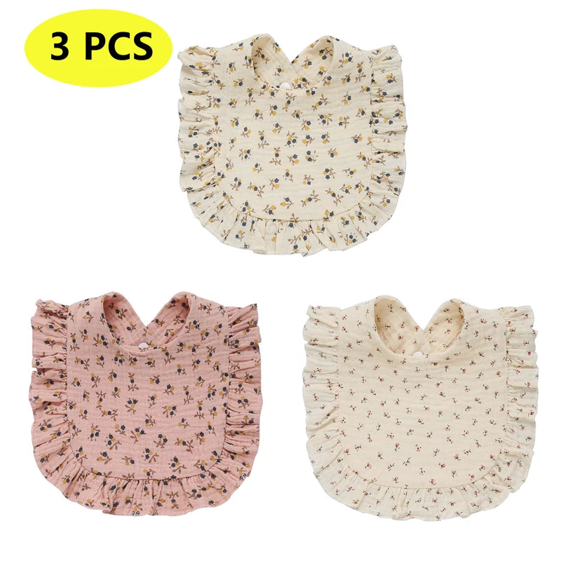 Newborn Baby Bibs – Soft Cotton Ruffle Floral Burp Cloths & Saliva Towels