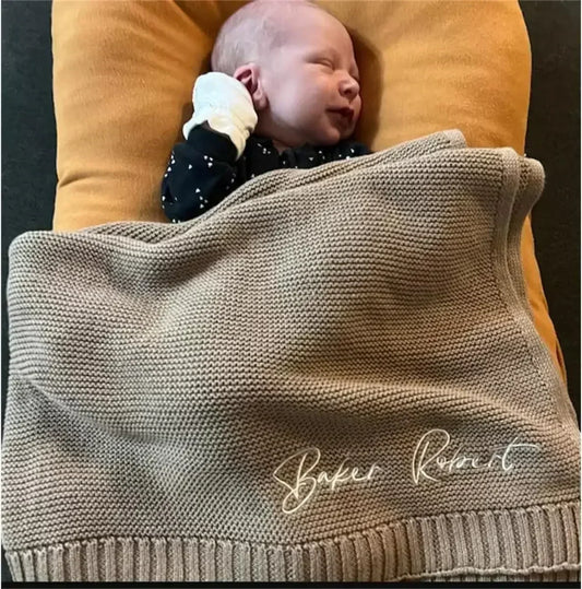 Personalized Name Baby Knitted Blanket Cotton