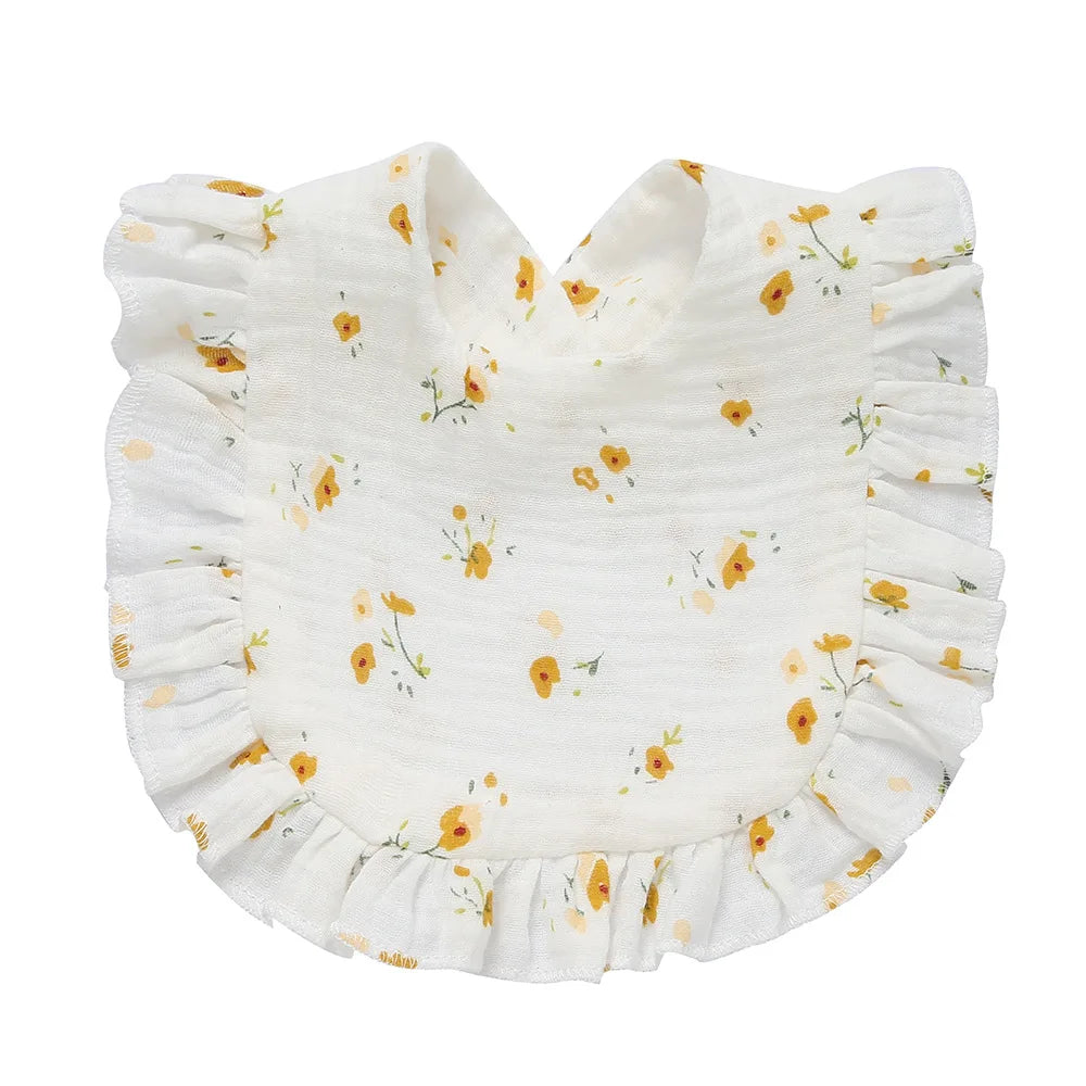 Newborn Baby Bibs – Soft Cotton Ruffle Floral Burp Cloths & Saliva Towels