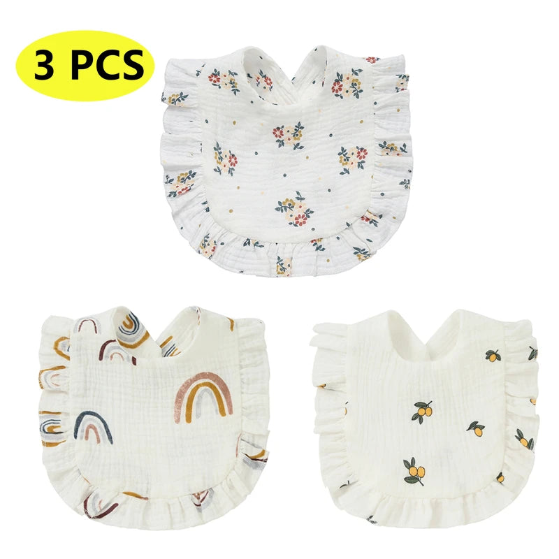 Newborn Baby Bibs – Soft Cotton Ruffle Floral Burp Cloths & Saliva Towels