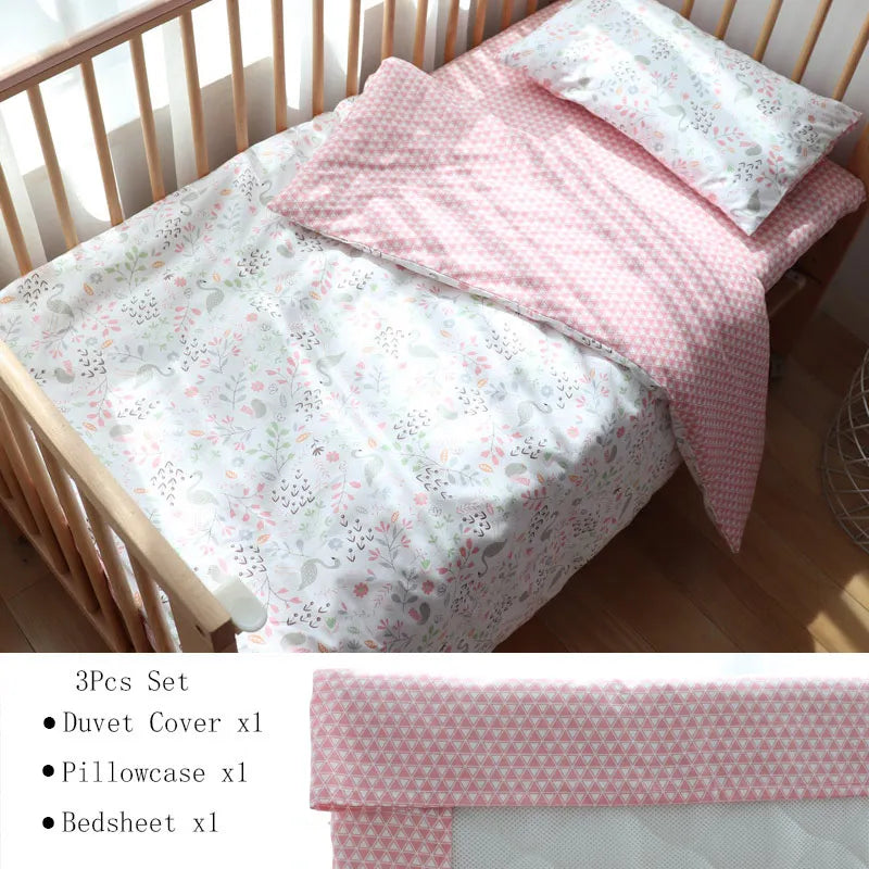 Baby Bedding Set for Newborns – 3-Piece Pure Cotton Crib Kit (Without Filler)