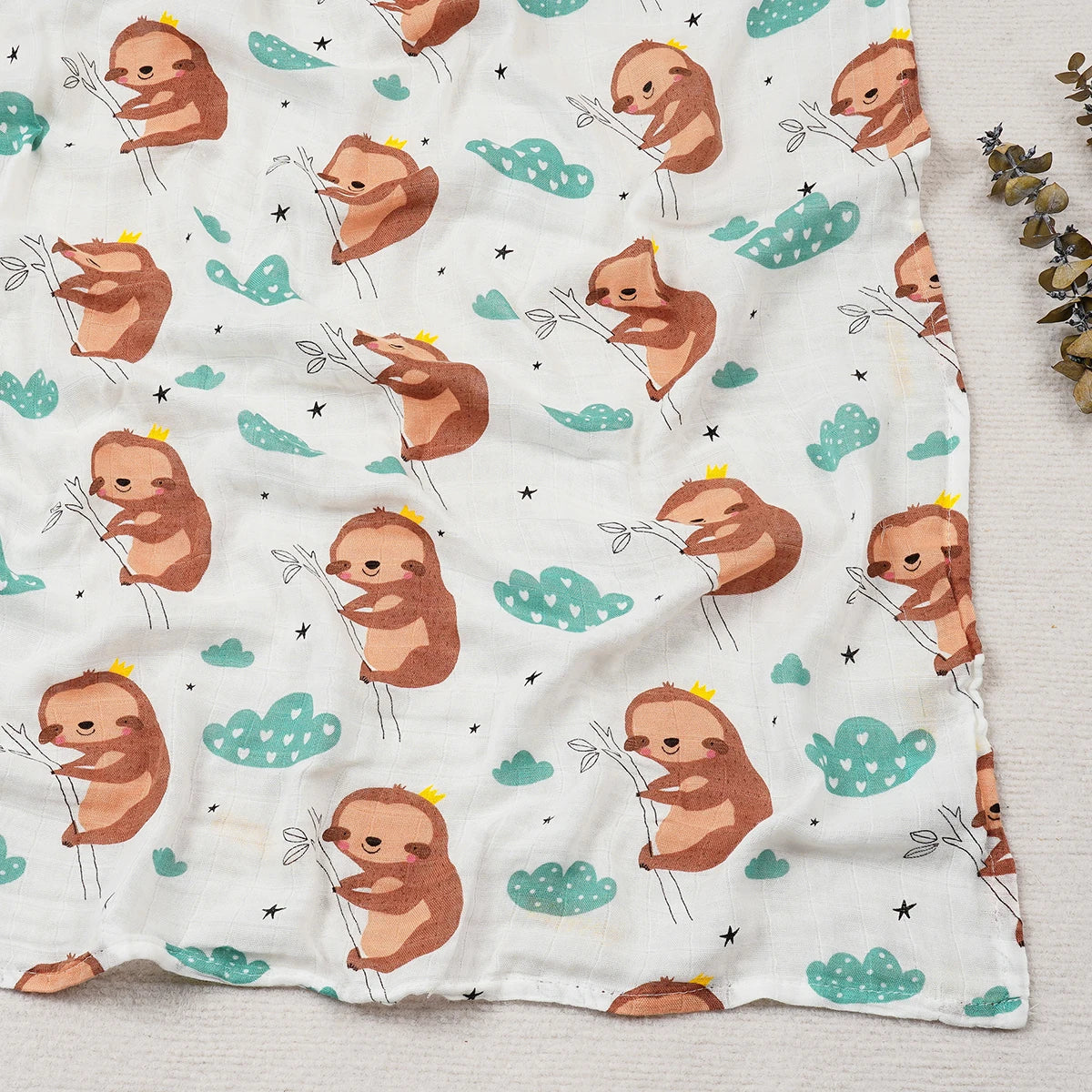 Happy Flute 120x120CM Muslin Baby Blanket – Soft Cotton & Bamboo Swaddle Towel