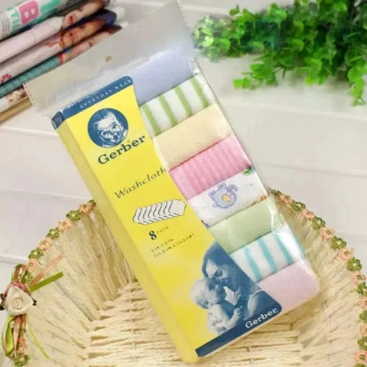 8PCS Baby Bath Towels – Soft Cotton Absorbent Handkerchief & Bib Set