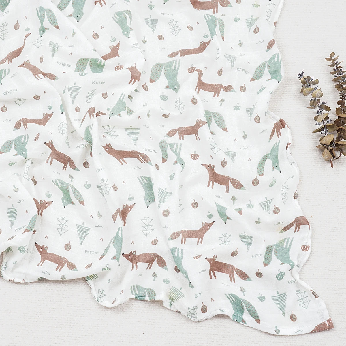 Happy Flute 120x120CM Muslin Baby Blanket – Soft Cotton & Bamboo Swaddle Towel