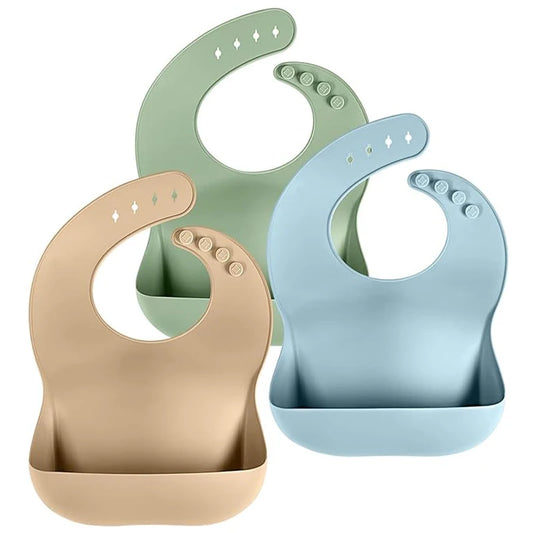 Baby Silicone Tray Bib – Waterproof & Adjustable Feeding Bib with Food Pocket