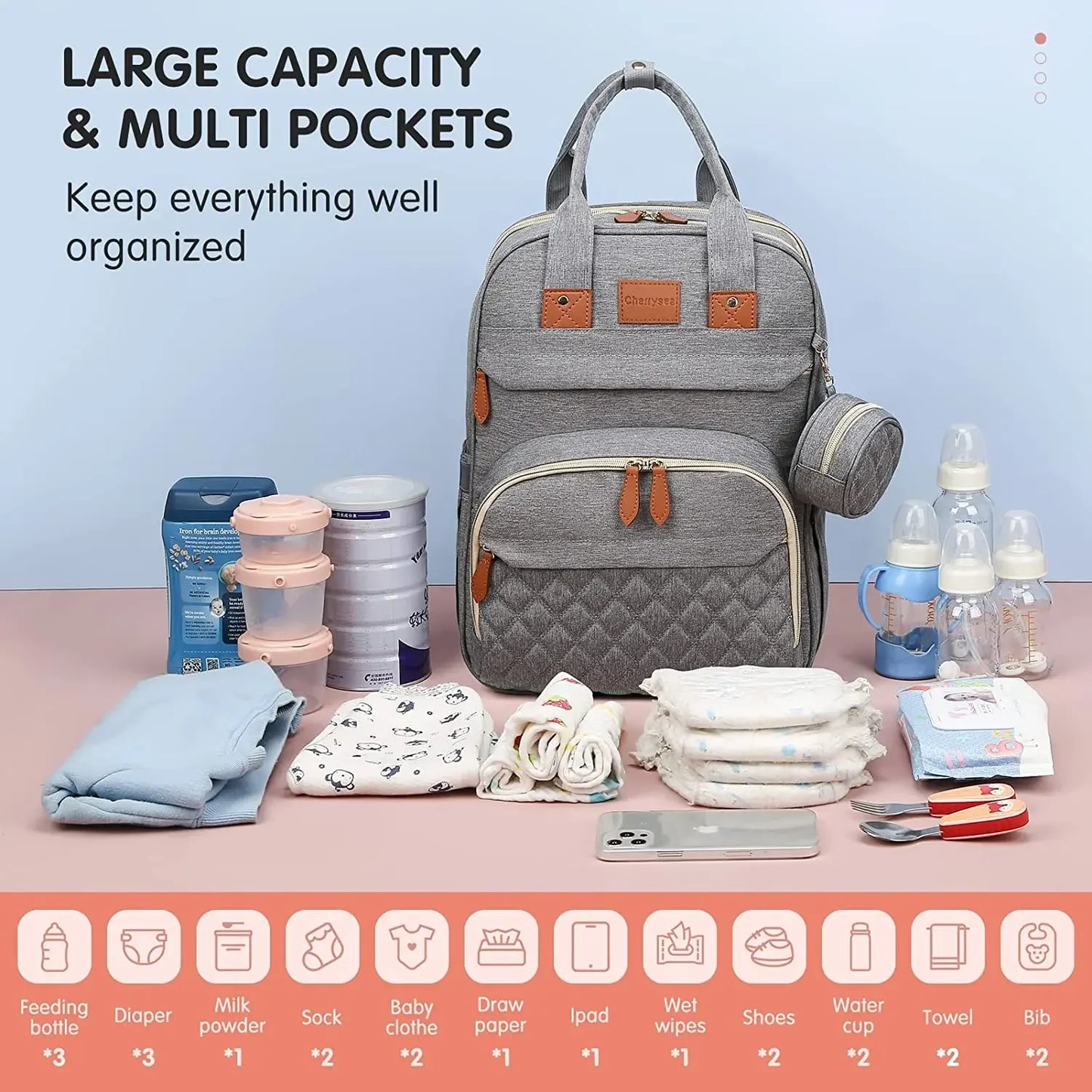 3-in-1 Diaper Bag Backpack – Foldable Baby Bed & Waterproof Travel Bag with USB Charging