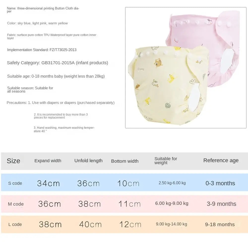 Waterproof Baby Washable Diaper with Buckles – Reusable & Leakproof (3-14kg)