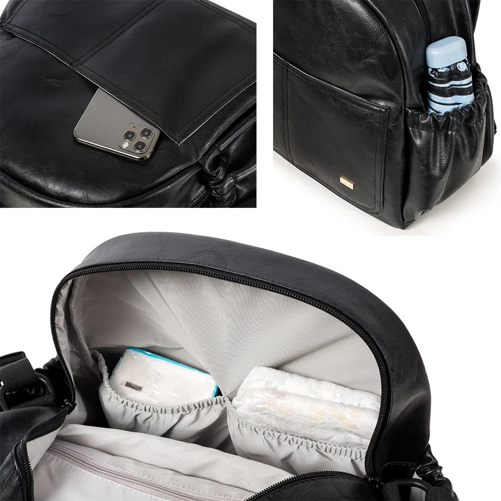Large-Capacity Diaper Bag – Stylish & Waterproof Nappy Changing Backpack for Moms