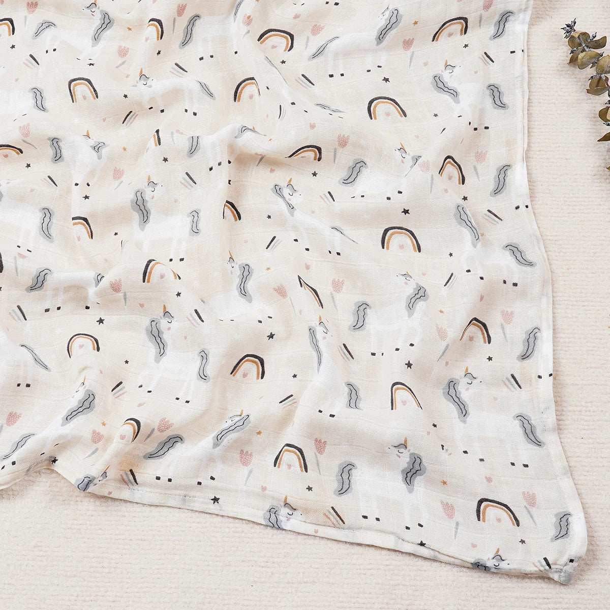 Happy Flute 120x120CM Muslin Baby Blanket – Soft Cotton & Bamboo Swaddle Towel