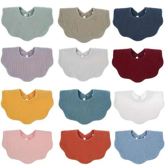 Cotton Soft Baby Bib – Solid Color Infant Burp Cloth & Bandana Scarf