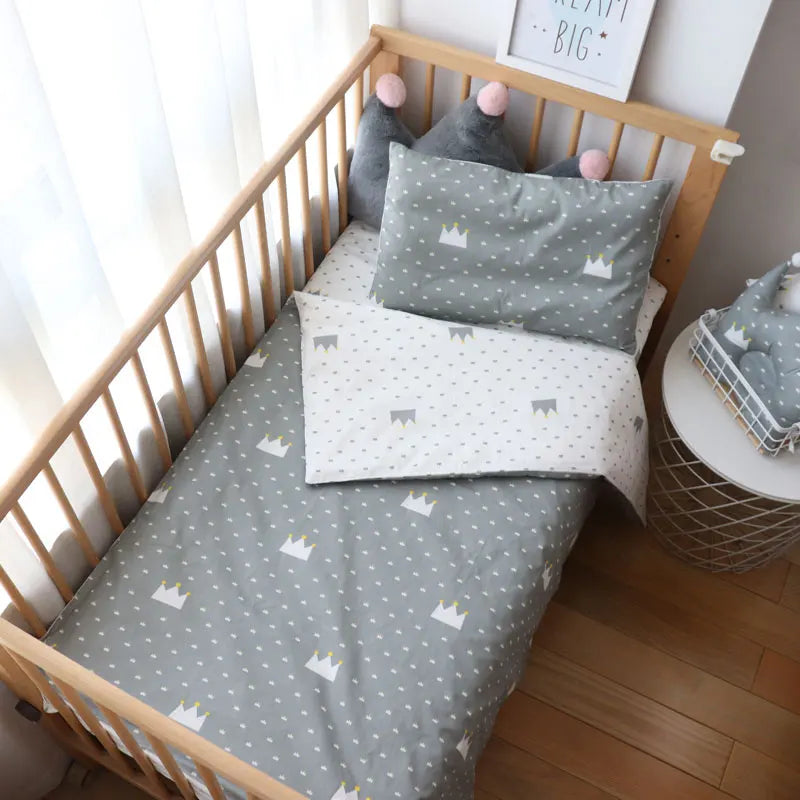Baby Bedding Set for Newborns – 3-Piece Pure Cotton Crib Kit (Without Filler)