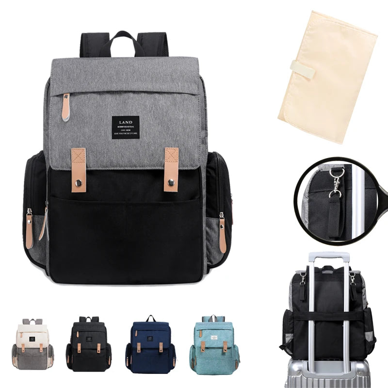 Landuo Mommy Diaper Bag – Large Capacity Travel Nappy Backpack with Changing Mat