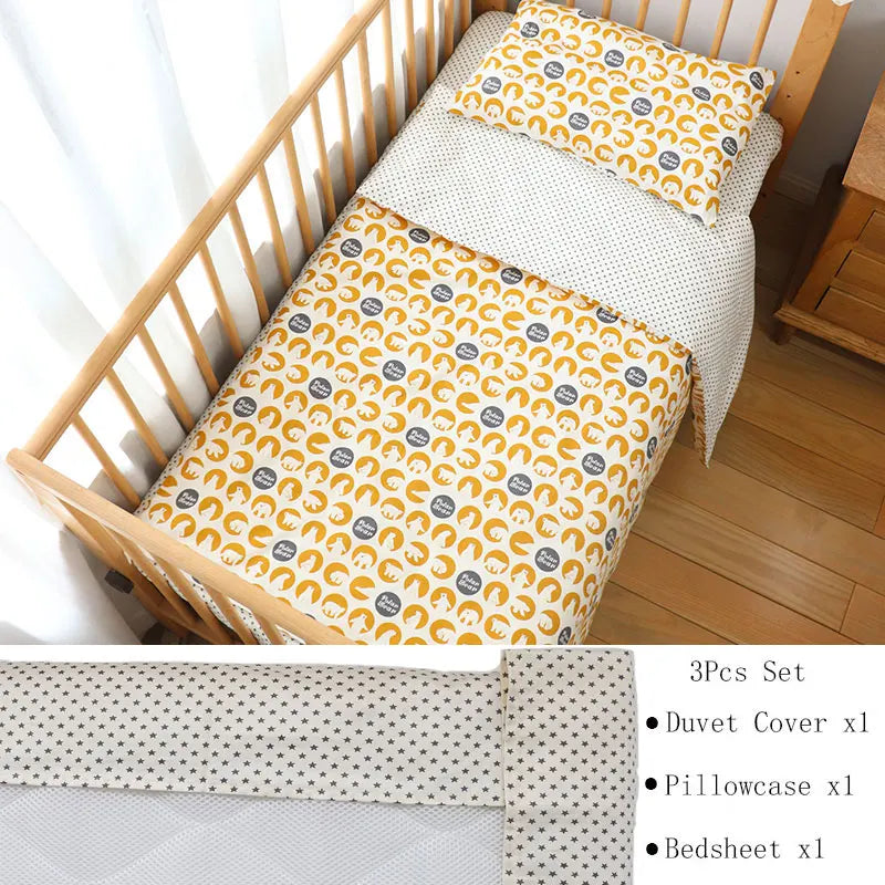 Baby Bedding Set for Newborns – 3-Piece Pure Cotton Crib Kit (Without Filler)