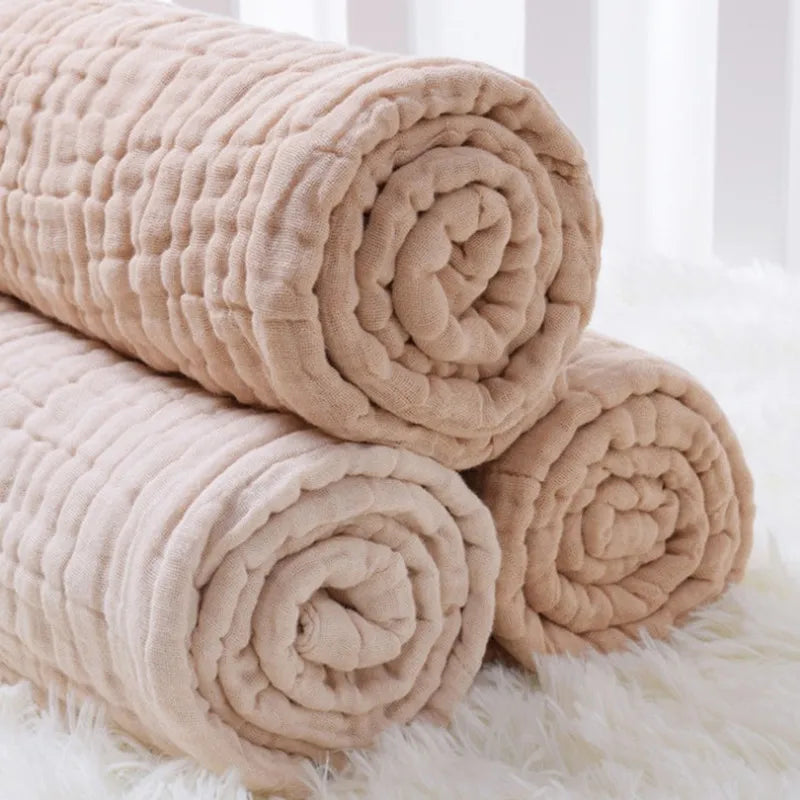 Newborn Organic Cotton Blanket – 6-Layer Gauze Swaddle & Bath Towel