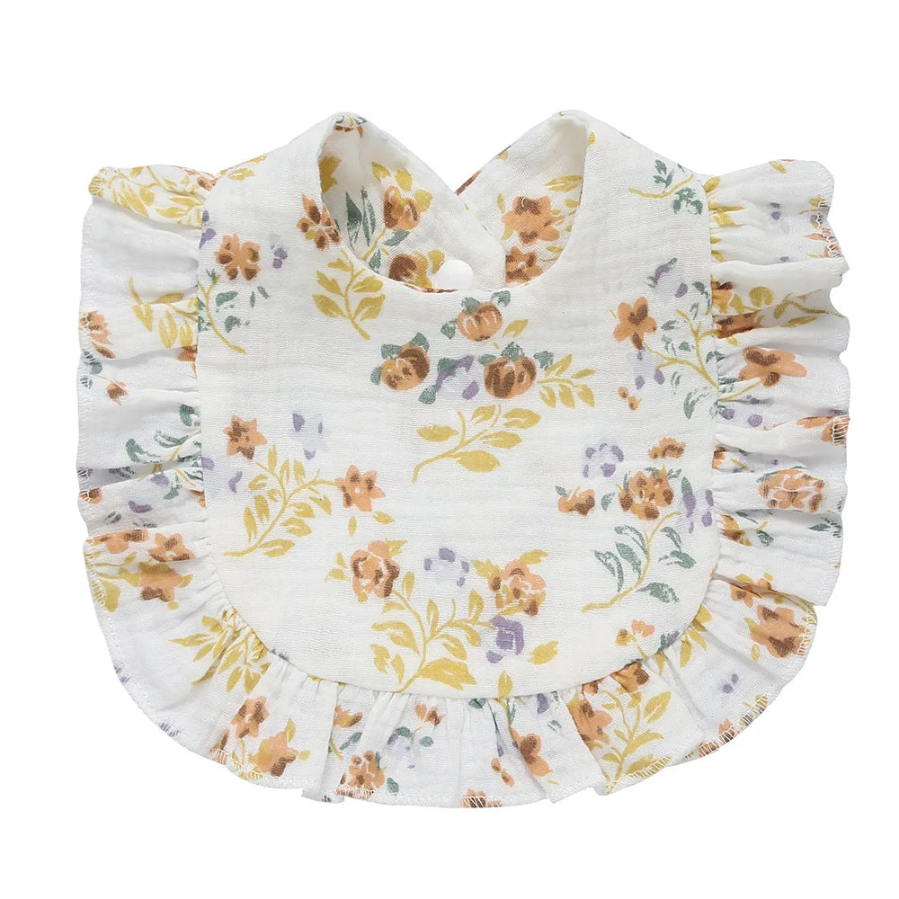 Newborn Baby Bibs – Soft Cotton Ruffle Floral Burp Cloths & Saliva Towels