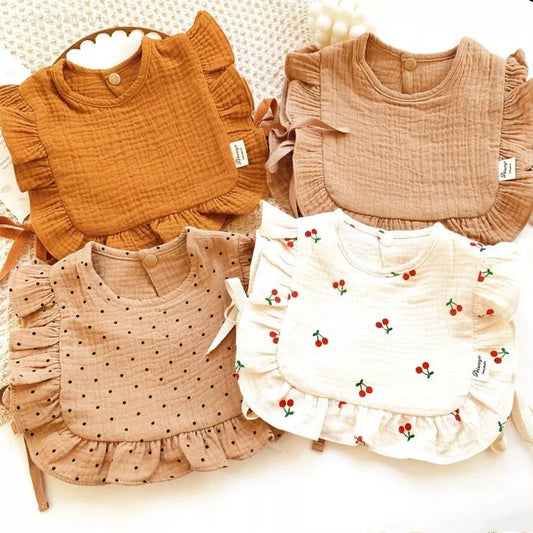 Newborn Baby Bibs – Soft Cotton Ruffle Floral Burp Cloths & Saliva Towels