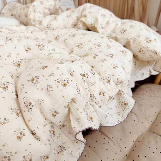 Vintage Floral Muslin Cotton Baby Crib Bedding Set – Duvet Cover & Pillowcase