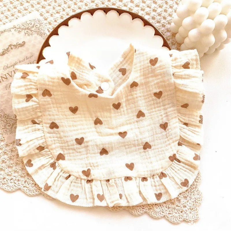 Newborn Baby Bibs – Soft Cotton Ruffle Floral Burp Cloths & Saliva Towels
