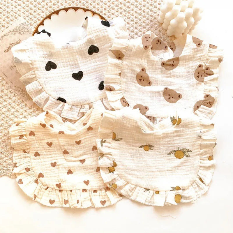 Newborn Baby Bibs – Soft Cotton Ruffle Floral Burp Cloths & Saliva Towels