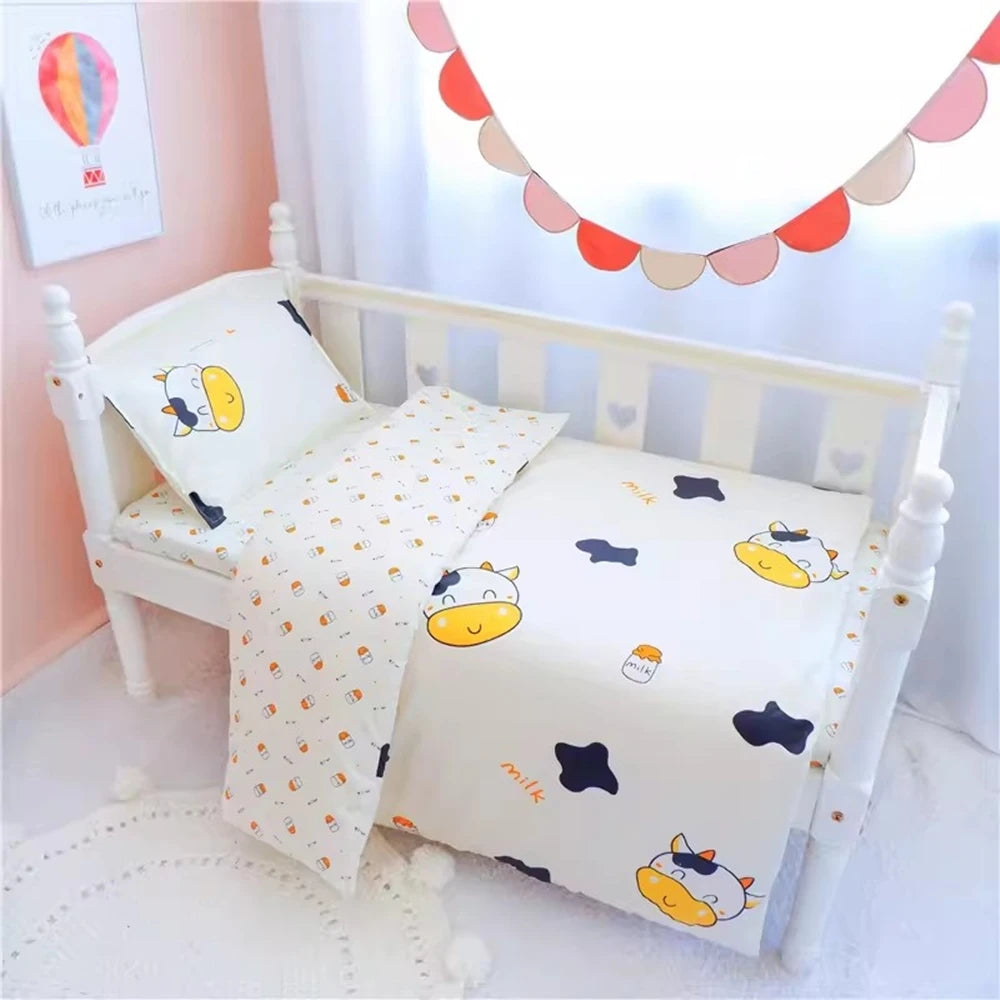 3PCS Crib Bedding Set – Cartoon Animal Baby Crib Linen Kit (Without Filler)