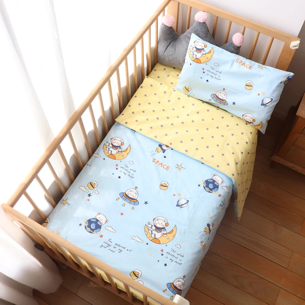 Baby Bedding Set for Newborns – 3-Piece Pure Cotton Crib Kit (Without Filler)