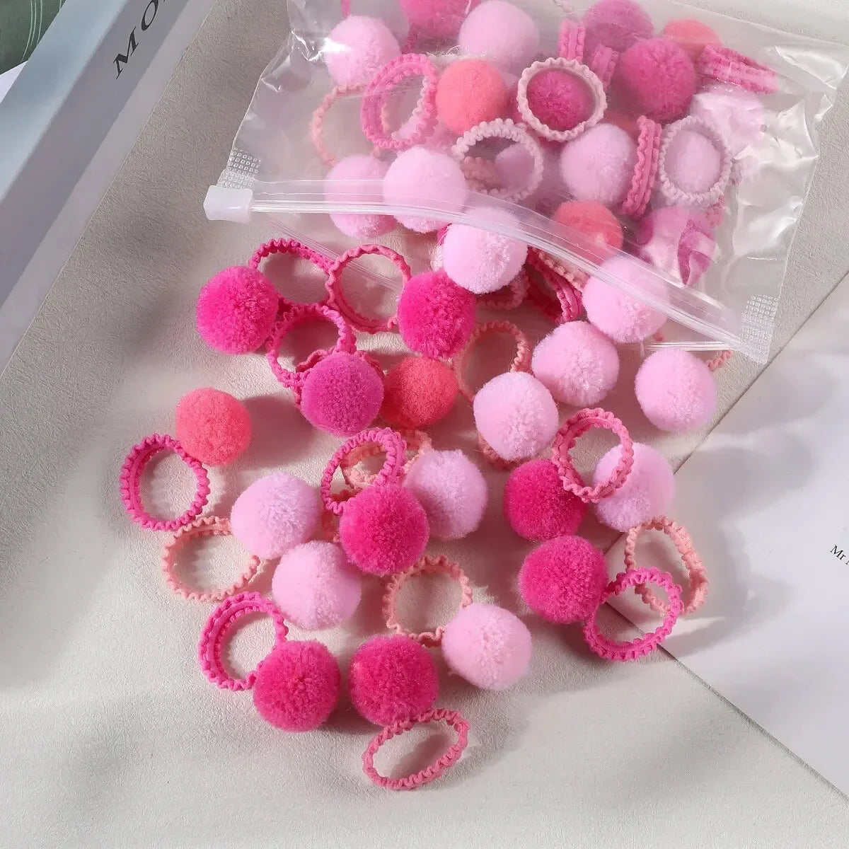 20PCS Colorful Plush Ball Elastic Hair Bands