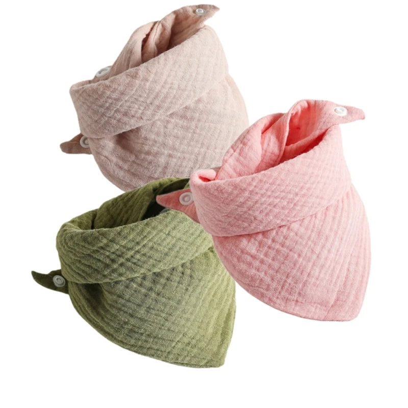 3PCS Baby Muslin Bibs – Soft Cotton Bandana Bibs for Drool & Feeding