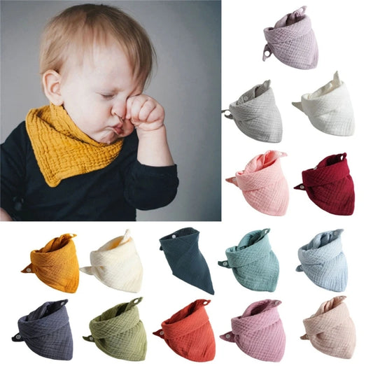 3PCS Baby Muslin Bibs – Soft Cotton Bandana Bibs for Drool & Feeding
