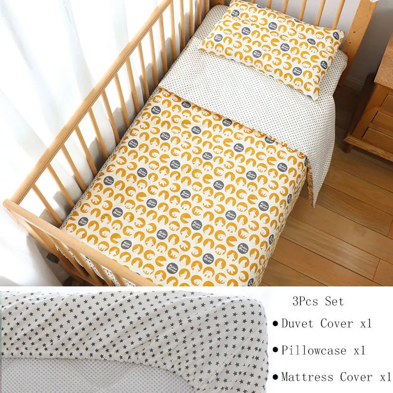 Baby Bedding Set for Newborns – 3-Piece Pure Cotton Crib Kit (Without Filler)