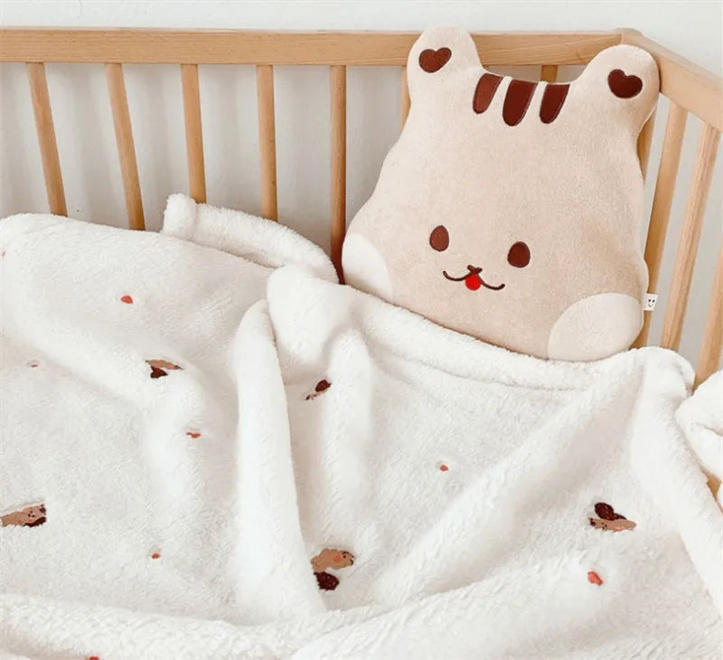 Soft Flannel Baby Blanket – Warm Coral Fleece Swaddle & Stroller Cover