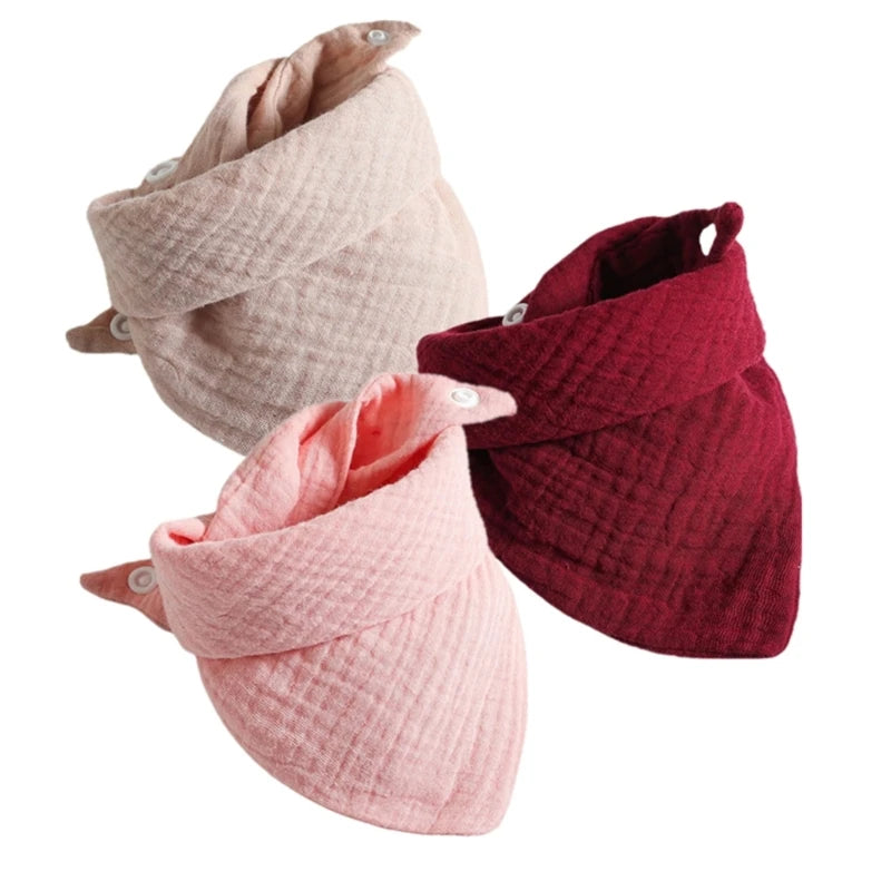 3PCS Baby Muslin Bibs – Soft Cotton Bandana Bibs for Drool & Feeding