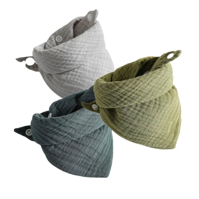 3PCS Baby Muslin Bibs – Soft Cotton Bandana Bibs for Drool & Feeding