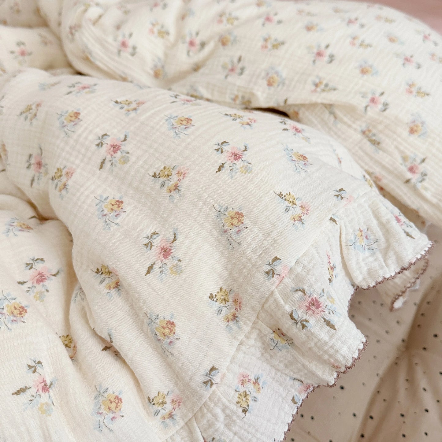 Vintage Floral Muslin Cotton Baby Crib Bedding Set – Duvet Cover & Pillowcase