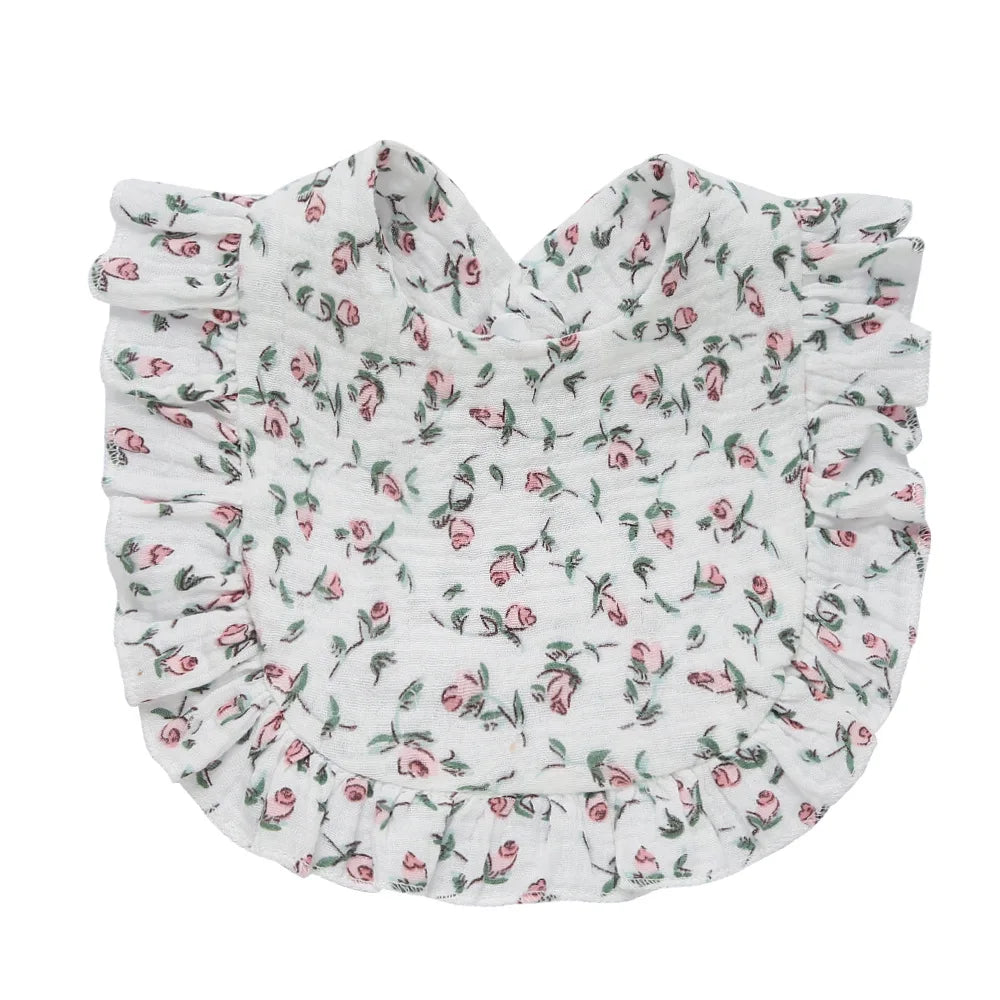 Newborn Baby Bibs – Soft Cotton Ruffle Floral Burp Cloths & Saliva Towels