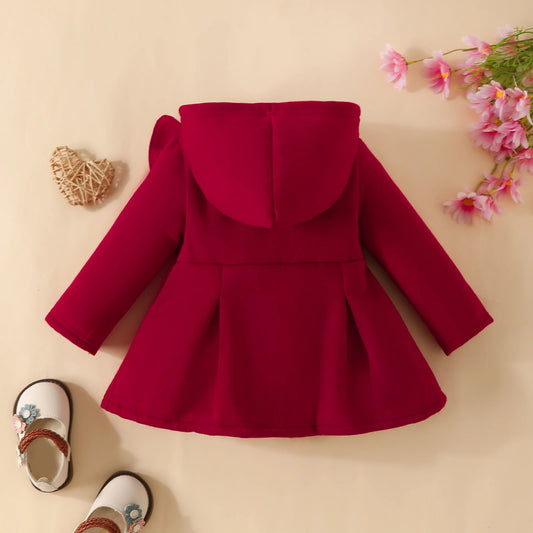 Baby Girl Ruffled Fleece Hooded Coat