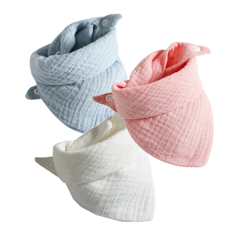 3PCS Baby Muslin Bibs – Soft Cotton Bandana Bibs for Drool & Feeding
