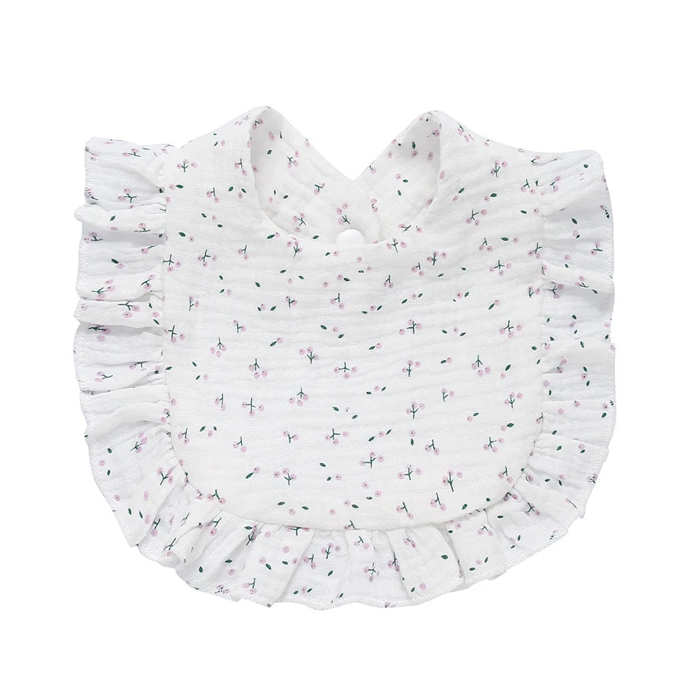 Newborn Baby Bibs – Soft Cotton Ruffle Floral Burp Cloths & Saliva Towels