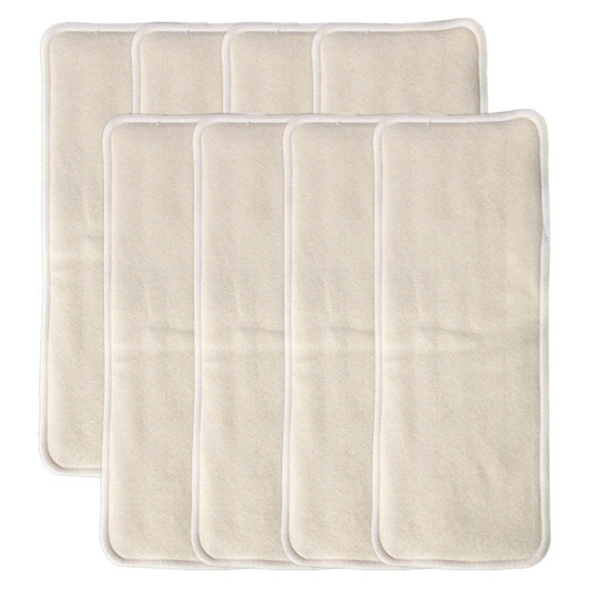 8PCS Organic Hemp Baby Cloth Diaper Inserts – Super Absorbent & Washable