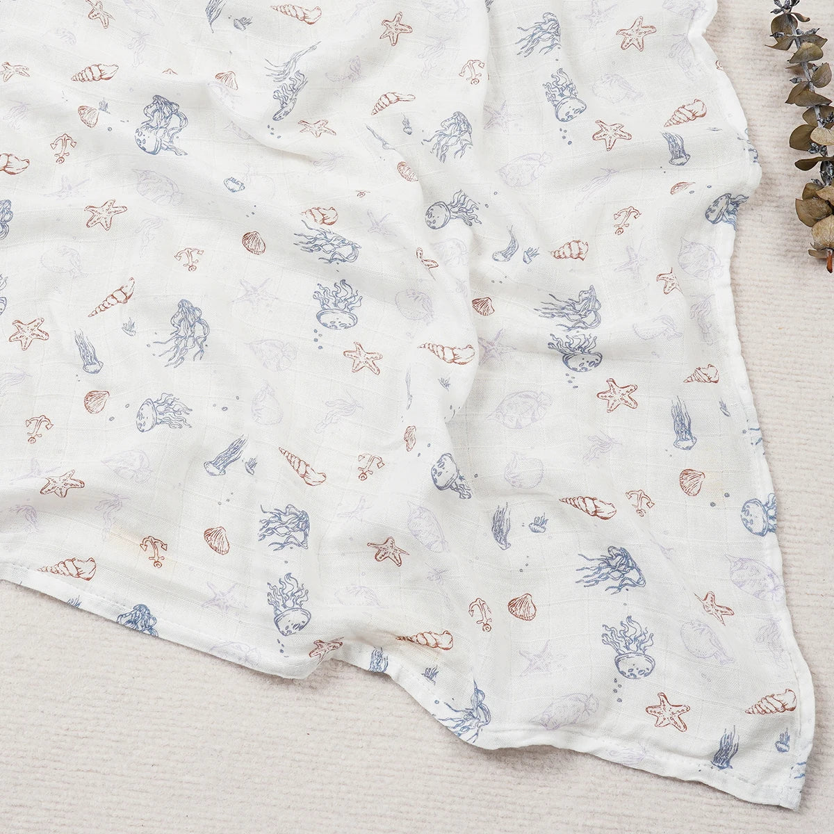 Happy Flute 120x120CM Muslin Baby Blanket – Soft Cotton & Bamboo Swaddle Towel