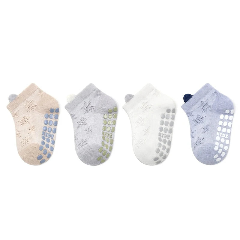 4 Pairs Baby Mesh Socks – Breathable Non-Slip Short Socks for Toddlers