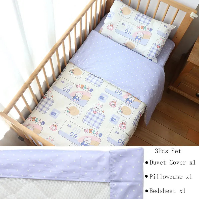 Baby Bedding Set for Newborns – 3-Piece Pure Cotton Crib Kit (Without Filler)