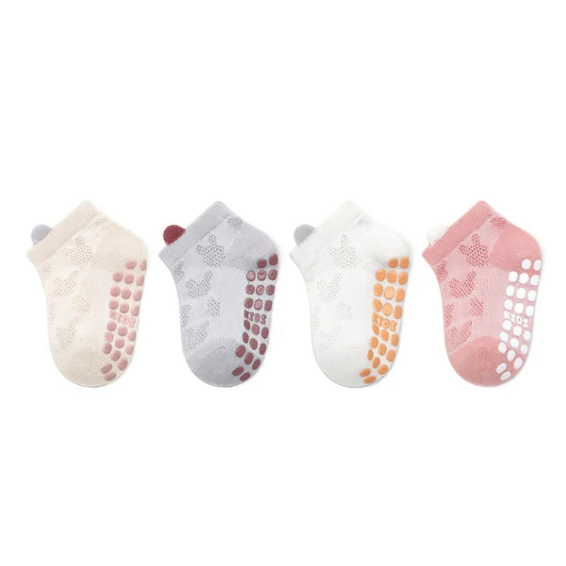 4 Pairs Baby Mesh Socks – Breathable Non-Slip Short Socks for Toddlers