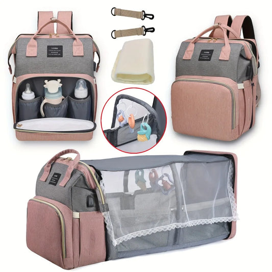 Lightweight Mommy Bag – Portable Folding Crib & Large-Capacity Travel Backpack
