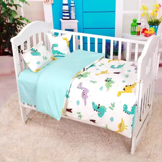 3PCS Crib Bedding Set – Cartoon Animal Baby Crib Linen Kit (Without Filler)