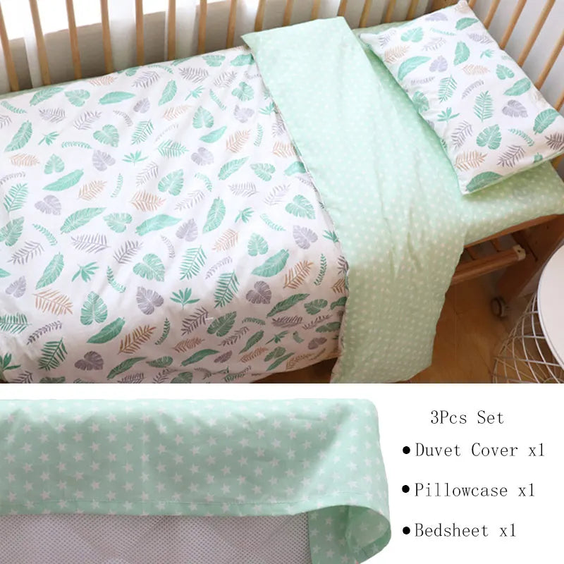 Baby Bedding Set for Newborns – 3-Piece Pure Cotton Crib Kit (Without Filler)