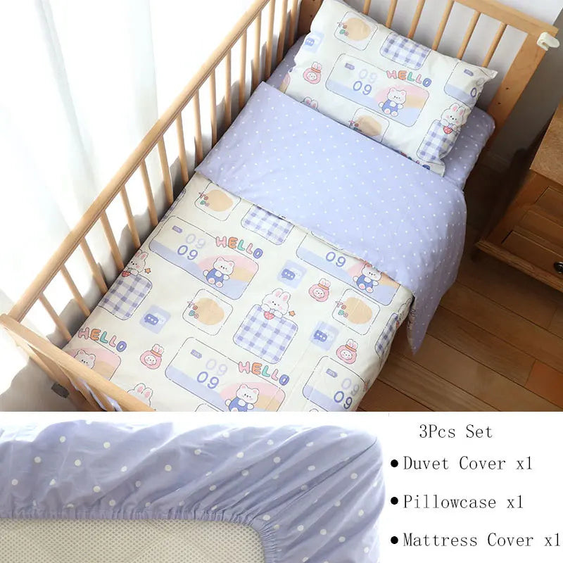 Baby Bedding Set for Newborns – 3-Piece Pure Cotton Crib Kit (Without Filler)