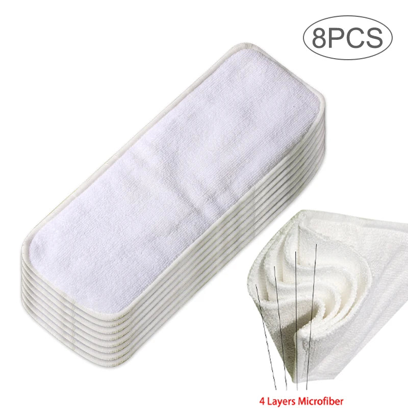 8PCS Organic Hemp Baby Cloth Diaper Inserts – Super Absorbent & Washable