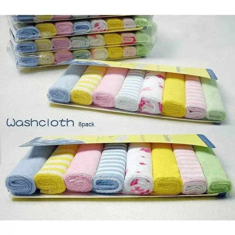 8PCS Baby Bath Towels – Soft Cotton Absorbent Handkerchief & Bib Set