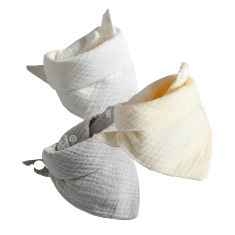 3PCS Baby Muslin Bibs – Soft Cotton Bandana Bibs for Drool & Feeding