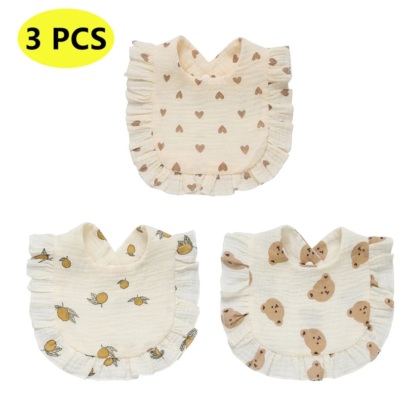 Newborn Baby Bibs – Soft Cotton Ruffle Floral Burp Cloths & Saliva Towels